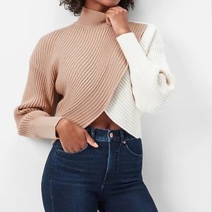 Cropped color block sweater